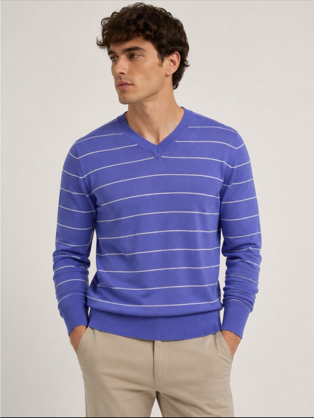 Men VANCL Striped Machine Wash Wool Sweater L, XL, XXL